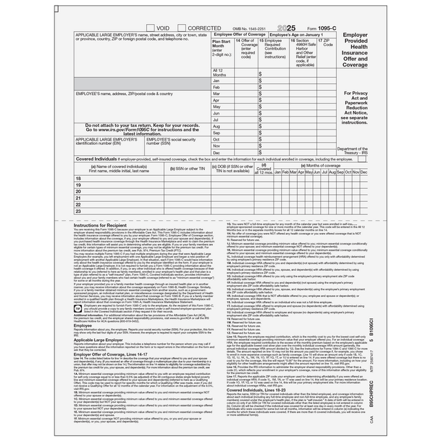 Form 1095-C - Half Page (Recipient Copy)