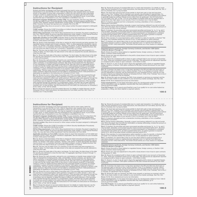 Form 1099-B Proceeds From Broker and Barter Exchange Transactions - Copy B Recipient