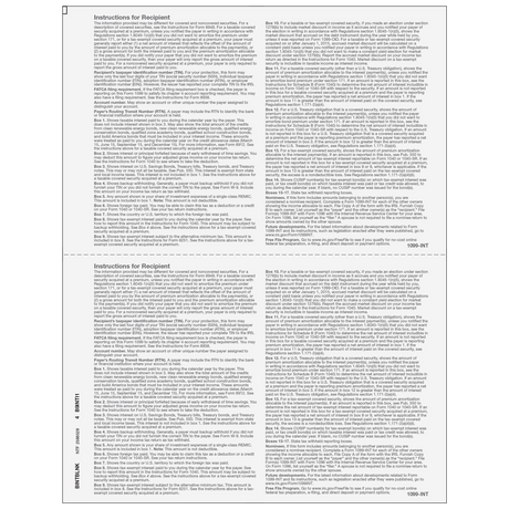 2up Blank 1099-INT Form (with Instructions on Both Back Panels)
