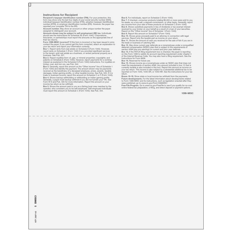 1099-MISC Miscellaneous Information - Recipient Copies B/2