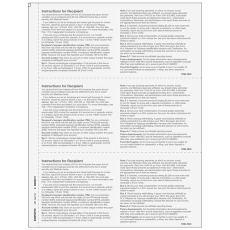1099-NEC Non-Employee Compensation - Copy B Recipient