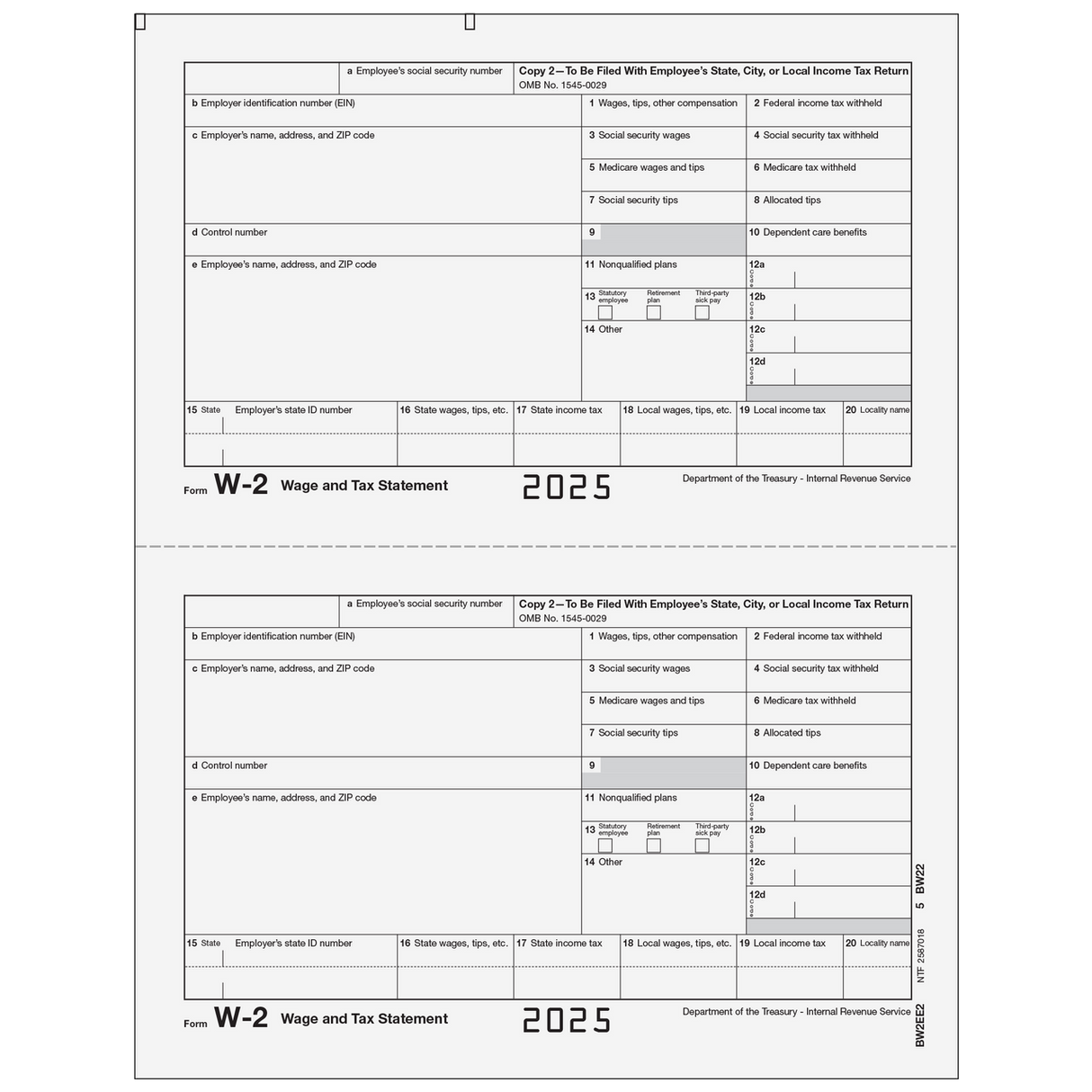 Form W-2 Employee State, City, or Local, Copy 2