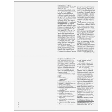 Form 1099-R Distributions From Pensions, etc. - Recipient Copy 4up Quadrant