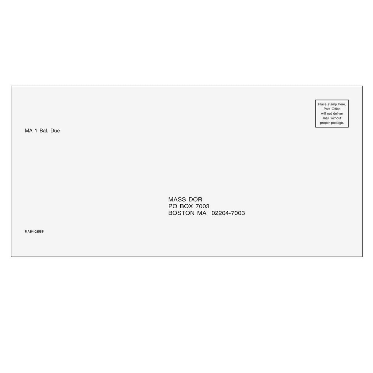 Massachusetts Balance Due Envelope