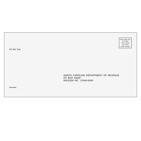 North Carolina Balance Due & E-file Envelope