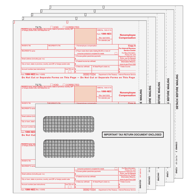 1099-NEC Preprinted 5-part Kit (with Moisture Seal Envelopes)
