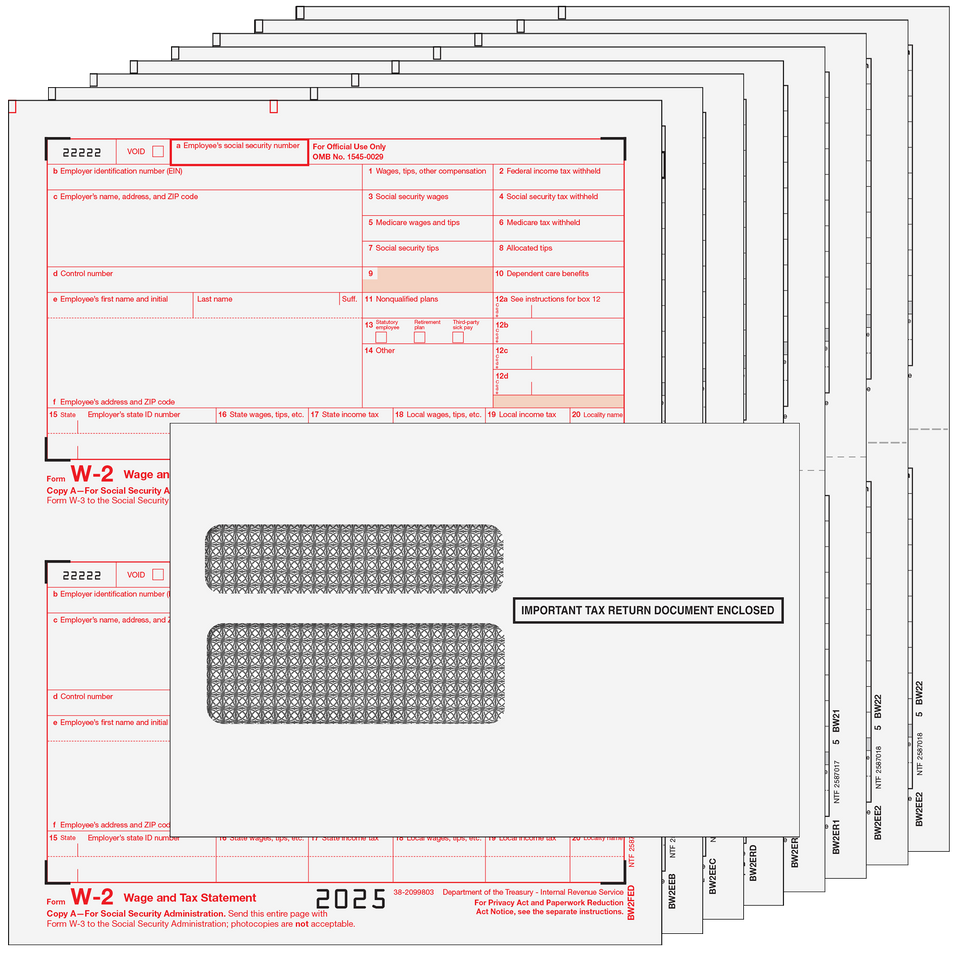 Traditional W-2 Preprinted 8-part Kit (with Moisture Seal Envelopes)